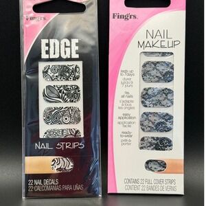 Fingrs Edge Nail‎ Strips 22 Decals Black White Tribal Pattern Nail Makeup